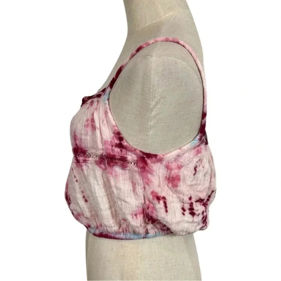 Jen's Pirate Booty Tie-Dye Crop Gauze Crochet Cami Top - Picture 3 of 5